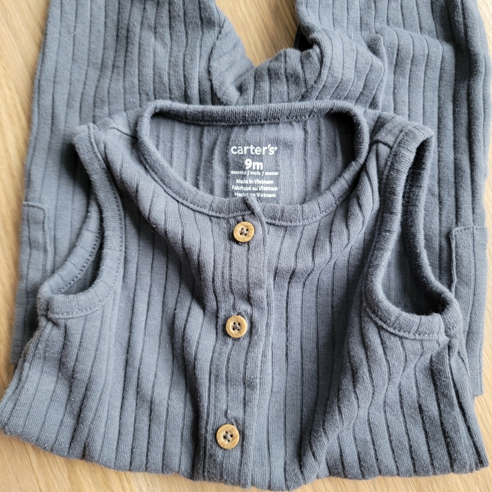 Carter's Sleeveless Dark Gray Coveralls, Size 9 Months - Picture 3 of 3
